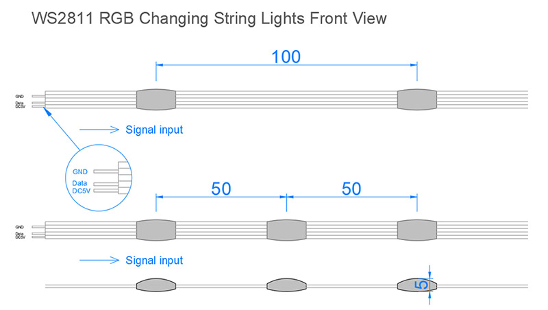 WS2811 RGB led string lights
